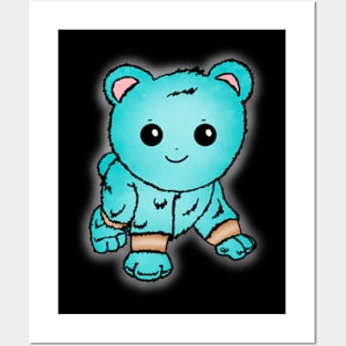 Cute Turquoise Baby Bear Posters and Art